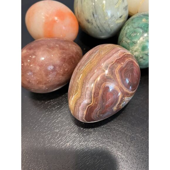 Vintage Alabaster Marble Stone Eggs Lot Of 7 3” - Picture 3 of 5